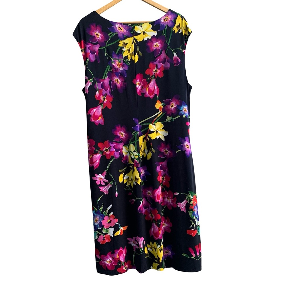 Ralph Lauren Pink Yellow Ruched Floral Sheath Dress Wedding Guest Sleeveless - Picture 12 of 14